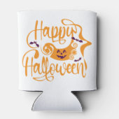 ハッピーハローウィンこうもりハロウィーンのカボチャのちょうちん 缶クーラー (裏面)
