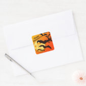 ハッピーハローウィンこうもりフルムーン スクエアシール (封筒)