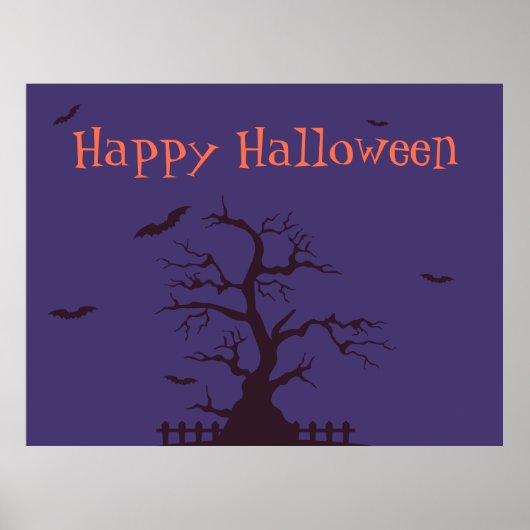 ハッピーハローウィンこうもりポスター – 不気味 Wall Art ポスター (正面)