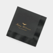 ハッピーハローウィンこうもり書道ブラック金ゴールド 箔ナプキン (左)