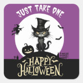 ハッピーハローウィンだけ1つのキャンディロットバッグ スクエアシール (正面)