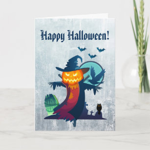 ハッピーハローウィンとかかし幽霊のよく出る カード