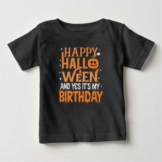 ハッピーハローウィンとイェイットイヴの誕生日 ベビーTシャツ (正面)