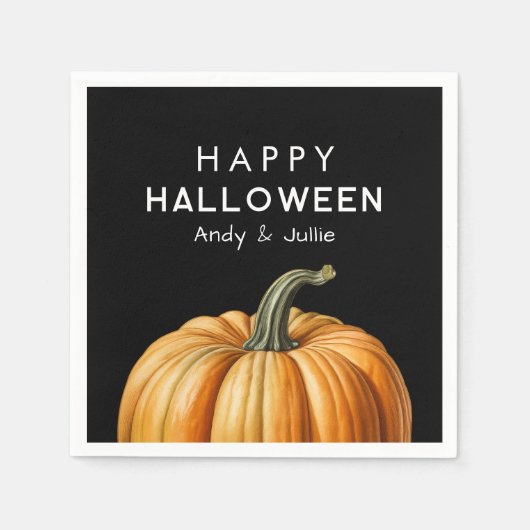 ハッピーハローウィンとカボチャヴィンテージ スタンダードカクテルナプキン (正面)