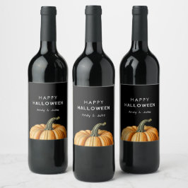 ハッピーハローウィンとカボチャヴィンテージ ワインラベル