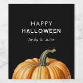 ハッピーハローウィンとカボチャヴィンテージ ワインラベル (シングルラベル)