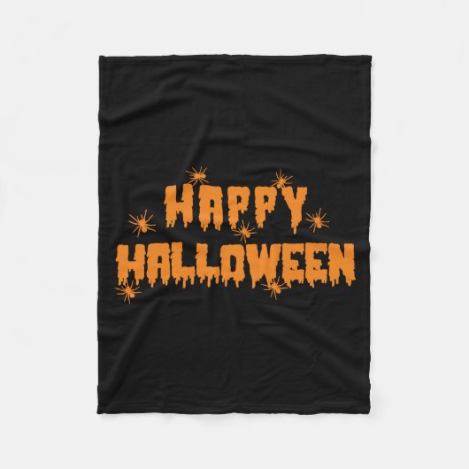 ハッピーハローウィンとクモ フリースブランケット (正面)