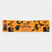 ハッピーハローウィンとハロウィーンキャラクターバナー 横断幕 (横)
