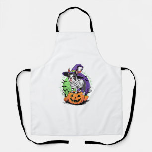 ハッピーハローウィンとボストンテリアムミー&ウィッチ エプロン