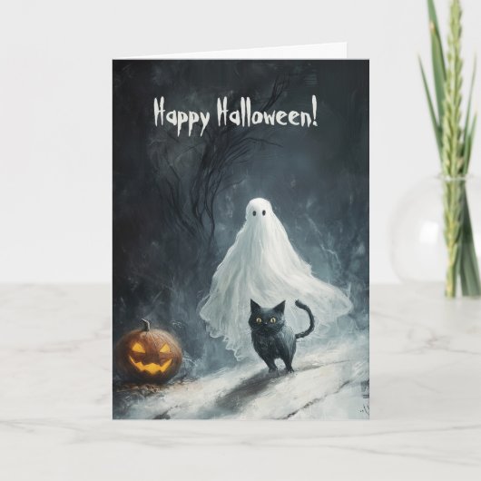 ハッピーハローウィンと幽霊 サンキューカード (正面)