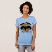 ハッピーハローウィンと月とこうもり Tシャツ (正面フル)