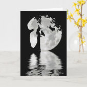 ハッピーハローウィンと魔女、フクロウ、黒猫の月 カード (黄色い花)