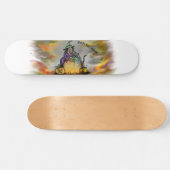 ハッピーハローウィンと魔女、黒猫とカボチャ スケートボード (横)