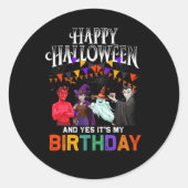 ハッピーハローウィンとYesそのマイ誕生日ハロウィーン ラウンドシール (正面)