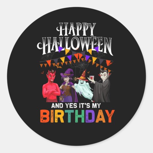 ハッピーハローウィンとYesそのマイ誕生日ハロウィーン ラウンドシール (正面)