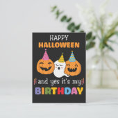 ハッピーハローウィンとYes私の誕生日はがき ポストカード (スタンド正面)