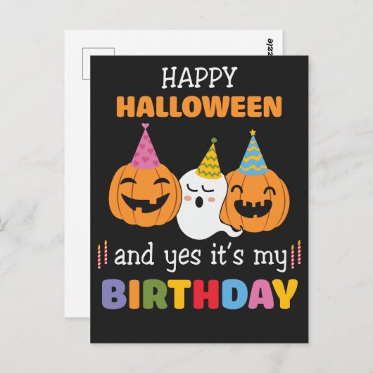 ハッピーハローウィンとYes私の誕生日はがき ポストカード (正面/裏面)