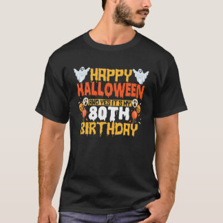 ハッピーハローウィンとYes私の80誕生日80Y Tシャツ