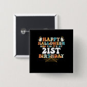 ハッピーハローウィンとYes 缶バッジ (正面&裏面)