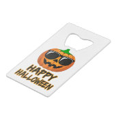 ハッピーハローウィンのおもしろい衣装かぼちゃの男性の女性ボー クレジットカード栓抜き (正面アングル)