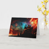 ハッピーハローウィンのお化け屋敷および魔法使い カード (黄色い花)