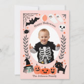 ハッピーハローウィンのかわいい子どもの写真カード 招待状 (正面)