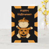 ハッピーハローウィンのカボチャベビーの挨拶状 カード (黄色い花)