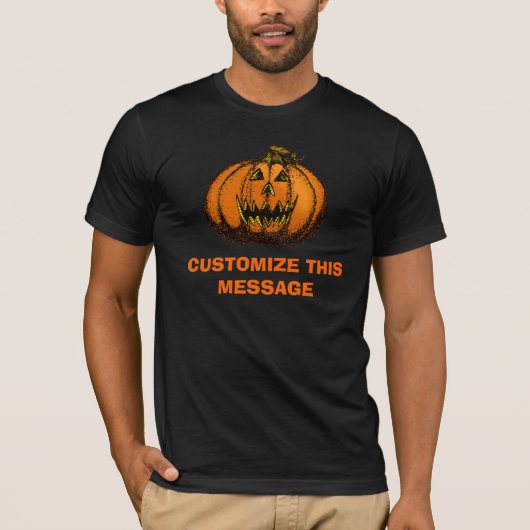 ハッピーハローウィンのカボチャ落書き Tシャツ (正面)