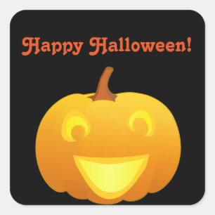 ハッピーハローウィンのカボチャ スクエアシール