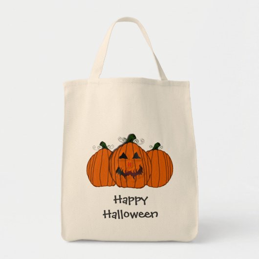 ハッピーハローウィンのカボチャ トートバッグ (正面)