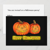 ハッピーハローウィンのカボチャ 招待状 (正面/裏面)