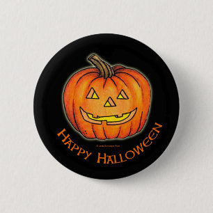 ハッピーハローウィンのカボチャ 缶バッジ