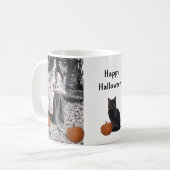 ハッピーハローウィンのコスチューム写真キャットカボチャ コーヒーマグカップ (正面左)