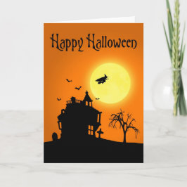 ハッピーハローウィンのシルエットの景色 カード