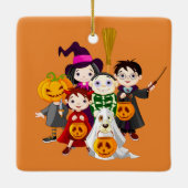 ハッピーハローウィンのトリックまたは子供の治療 セラミックオーナメント (裏面)
