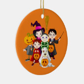 ハッピーハローウィンのトリックまたは子供の治療 セラミックオーナメント (右)