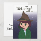 ハッピーハローウィンのトリックまたは私と一緒に扱う シーズンカード (正面/裏面)