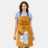 ハッピーハローウィンのパーソナライズ エプロン (着用した状態)