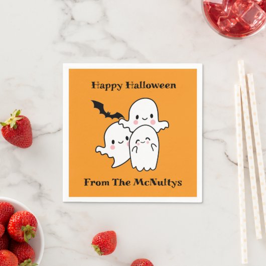 ハッピーハローウィンのパーソナライズ スタンダードカクテルナプキン (インサイチュ)