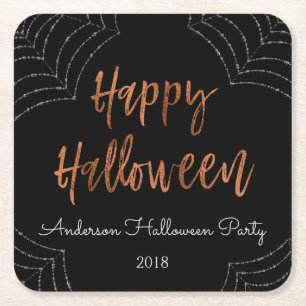 ハッピーハローウィンのパーティーのモダンなハロウィンのコースター スクエアペーパーコースター