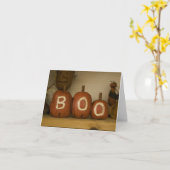ハッピーハローウィンのブーイングのカボチャカード カード (黄色い花)