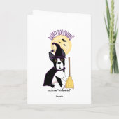 ハッピーハローウィンのボストンテリアの魔法使い カード (裏面)