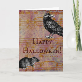 ハッピーハローウィンのマウスおよびカラス カード
