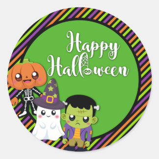 ハッピーハローウィンのモンスター付きシール ラウンドシール