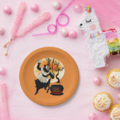 ハッピーハローウィンのヴィンテージの魔法使いおよび大がま ペーパープレート (パーティー)