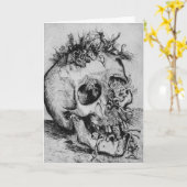 ハッピーハローウィンの不気味なスカルカード カード (黄色い花)