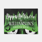 ハッピーハローウィンの不気味なフランケンシュタインによって捜される家 ドアマット (正面)