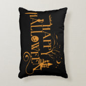 ハッピーハローウィンの不気味な飾られたフォント アクセントクッション (正面(垂直))