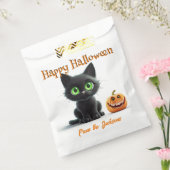 ハッピーハローウィンの大きな緑色の目をした黒猫 フェイバーバッグ (封をした状態)