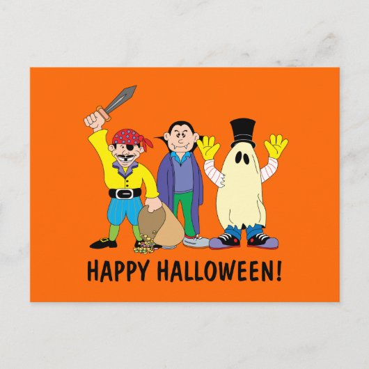 ハッピーハローウィンの子ども ポストカード (正面)